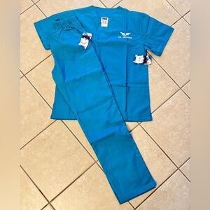 WS Uniform US College,  Blue Scrub Set Nurse School Uniform Sz- XS